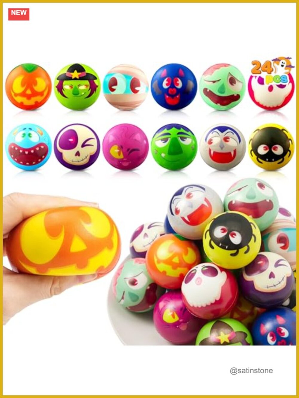 Halloween Stress Balls 24-Pack Squishy Toys Party Favors Gag Toys